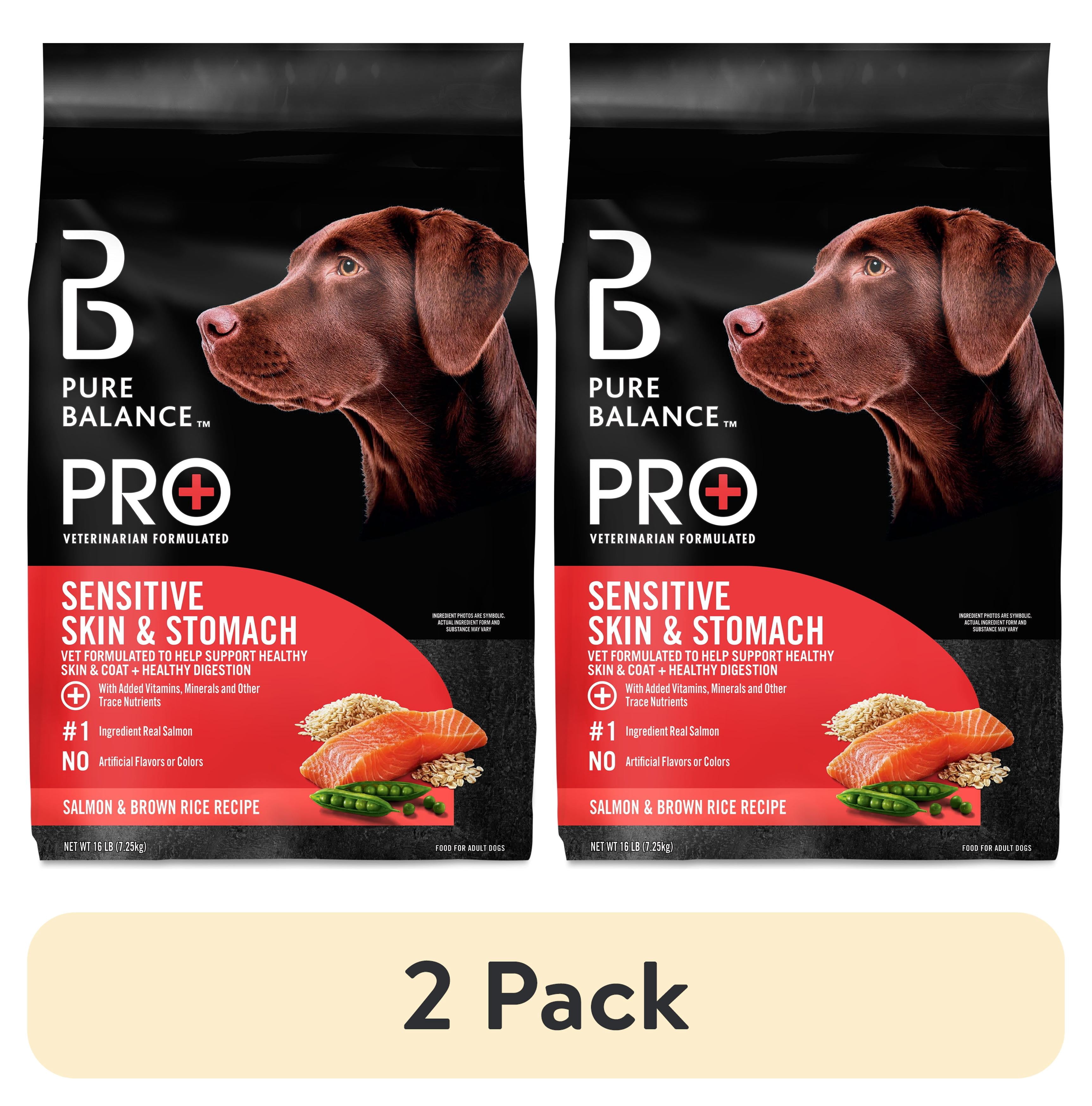 (2 pack) Pure Balance Pro+Sensitive Skin and Stomach Salmon & Rice Recipe Dry Dog Food, 16 lb