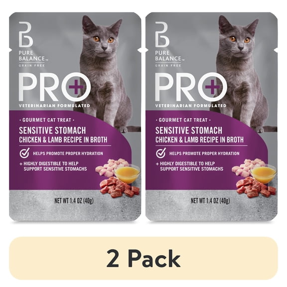 (2 pack) Pure Balance Pro+ Sensitive Stomach Chicken & Lamb Recipe in Broth, 1.4 oz