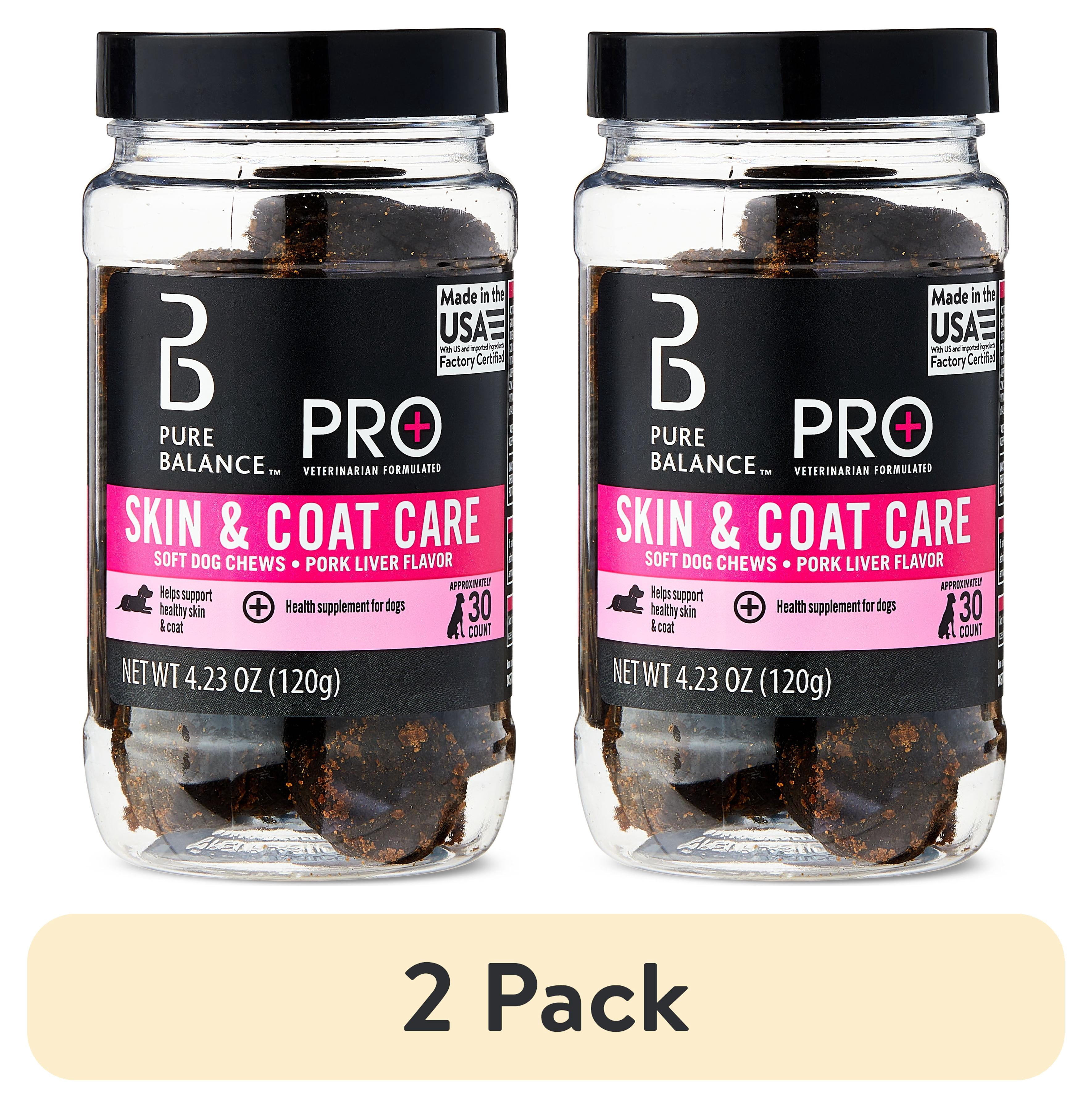 (2 pack) Pure Balance Pro+ Skin & Coat Care Dog Soft Chews, 4.23 oz, 30 Count
