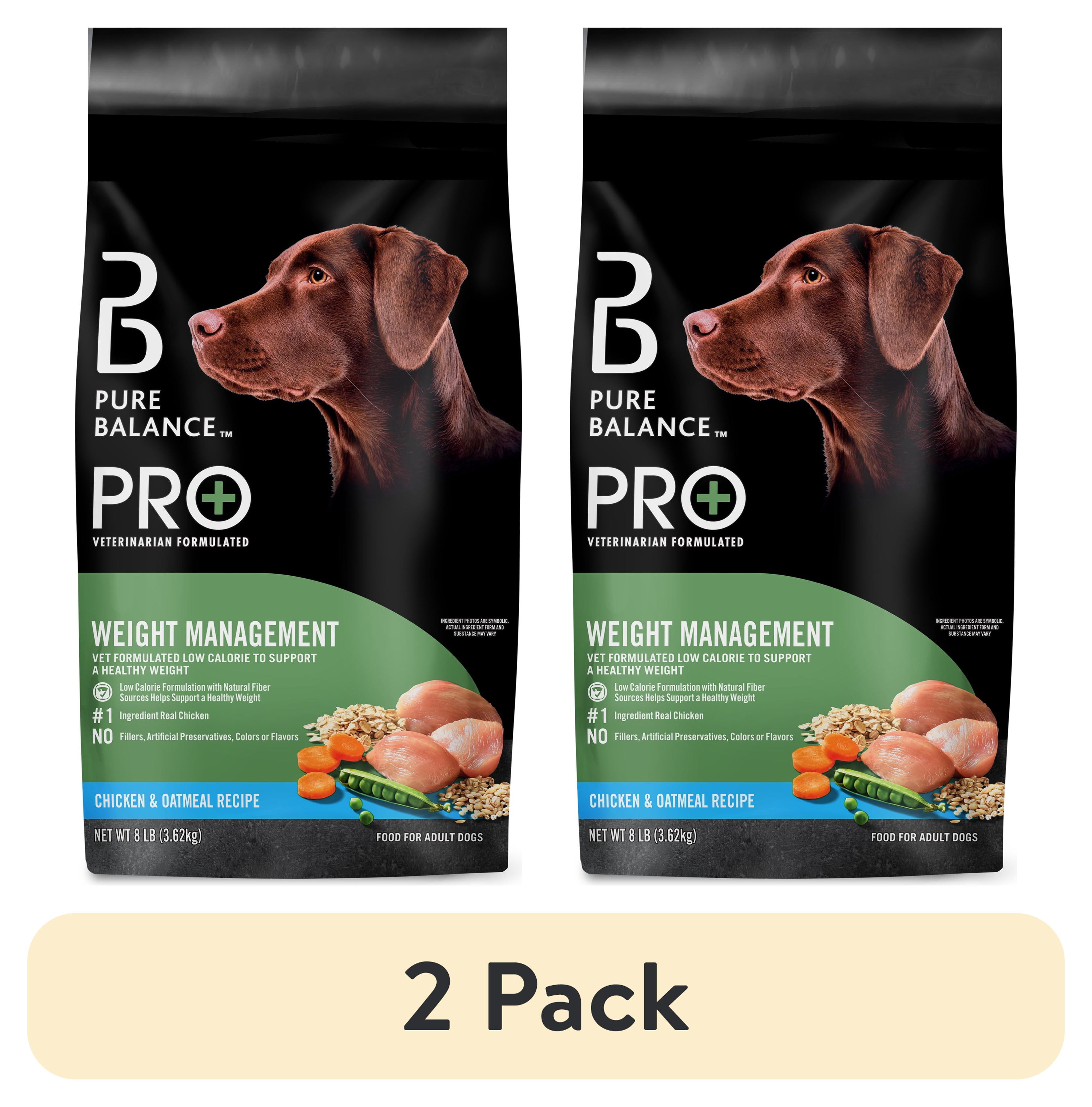 (2 pack) Pure Balance Pro+ Weight Management Chicken and Oatmeal Recipe Dry Dog Food, 8 lb