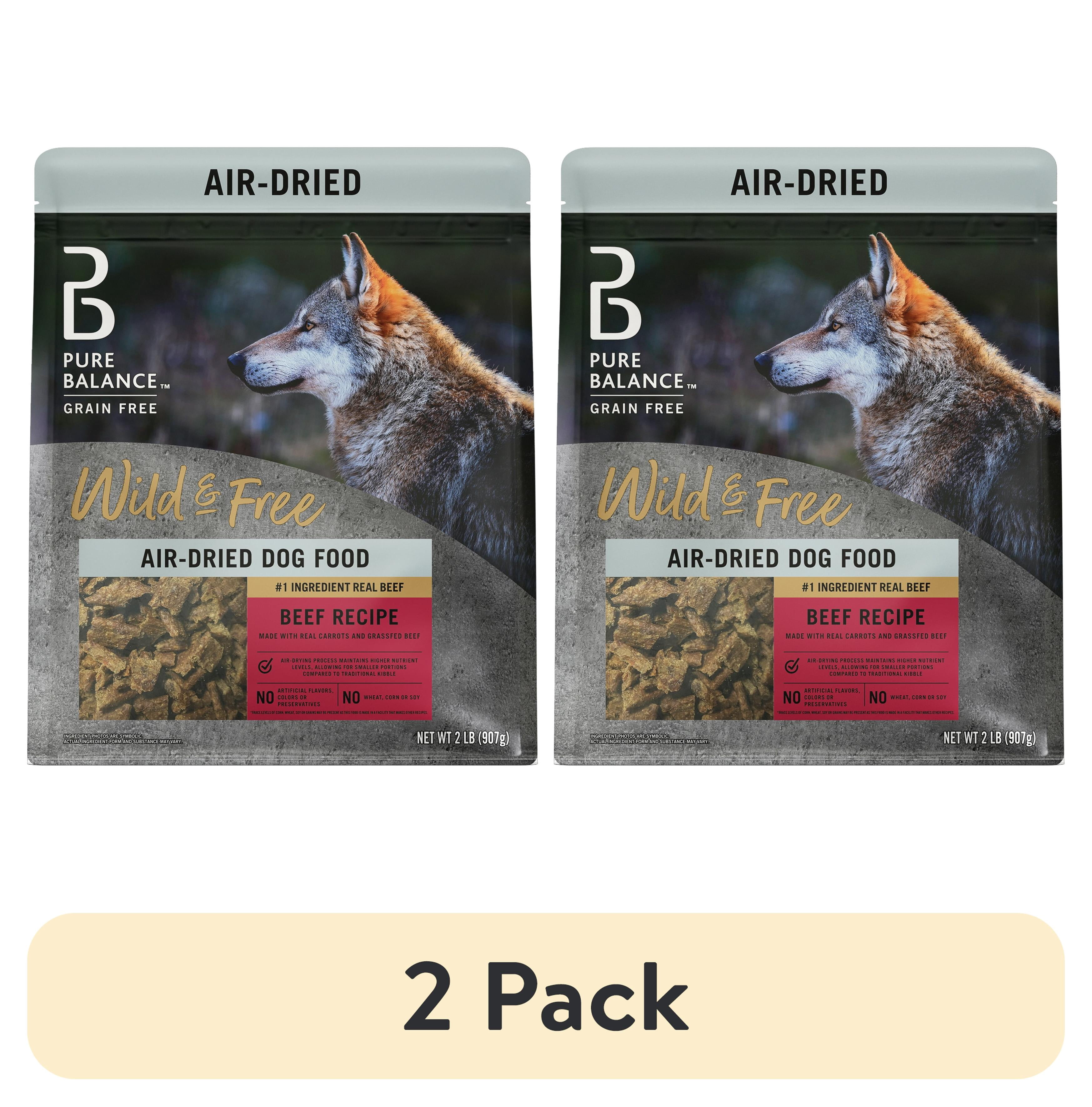 (2 pack) Pure Balance Wild & Free Air Dried Dog Food Beef Recipe, 2 lb