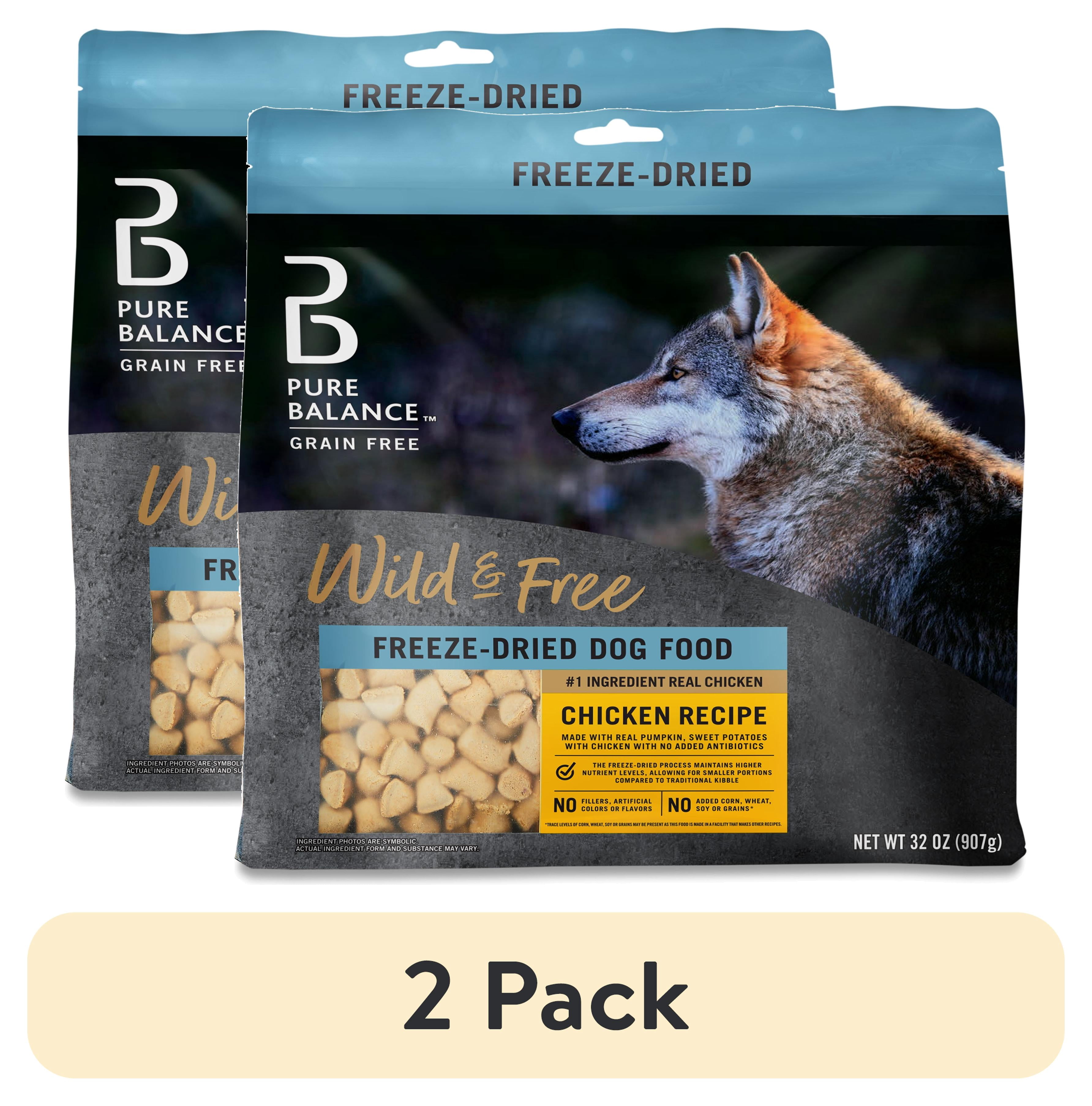 (2 pack) Pure Balance Wild & Free Freeze-Dried Dog Food, Chicken Recipe, 32 oz