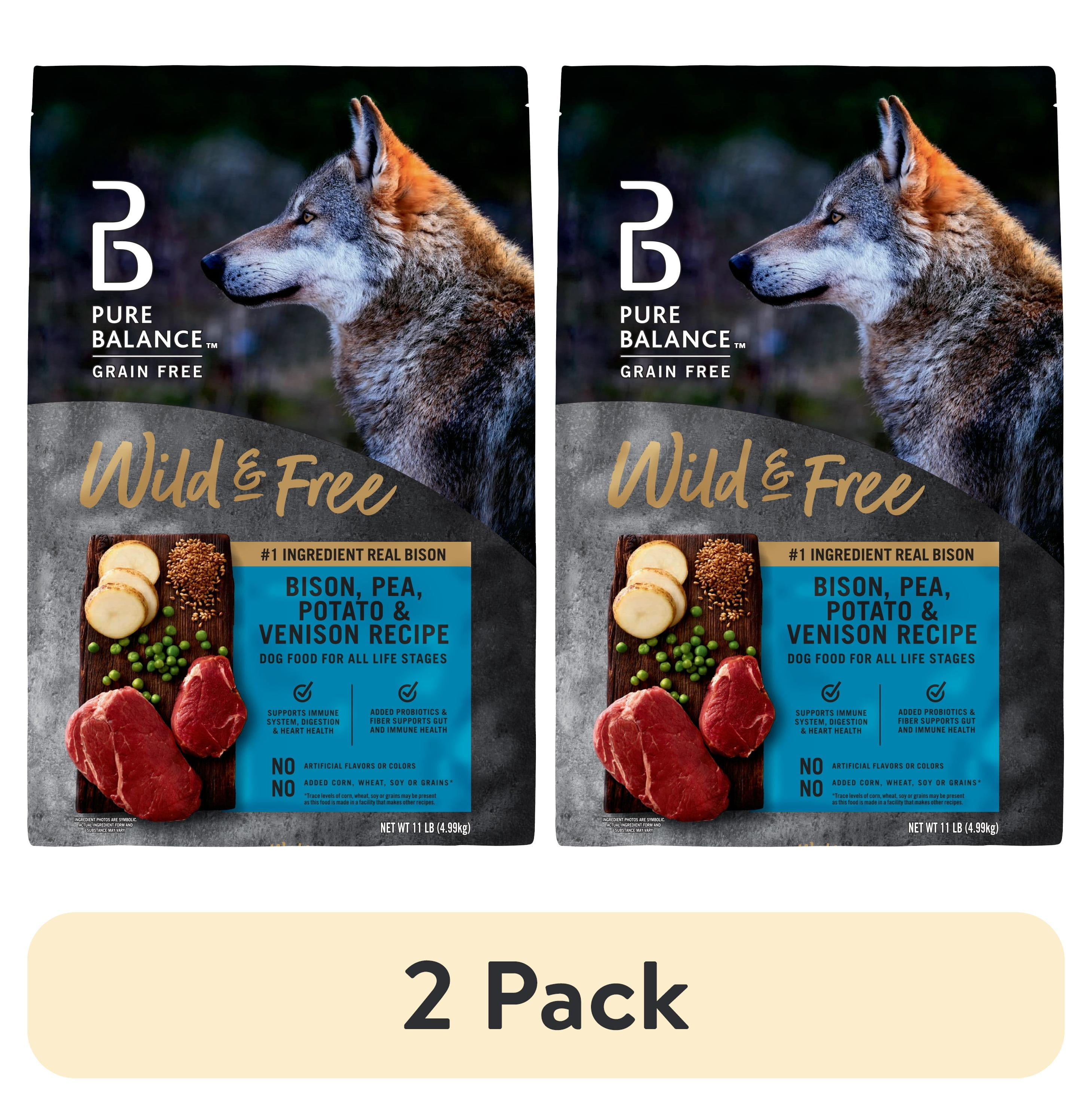 (2 pack) Pure Balance Wild & Free Grain-Free Bison, Pea, Potato & Venison Recipe Dry Dog Food, 11 lbs