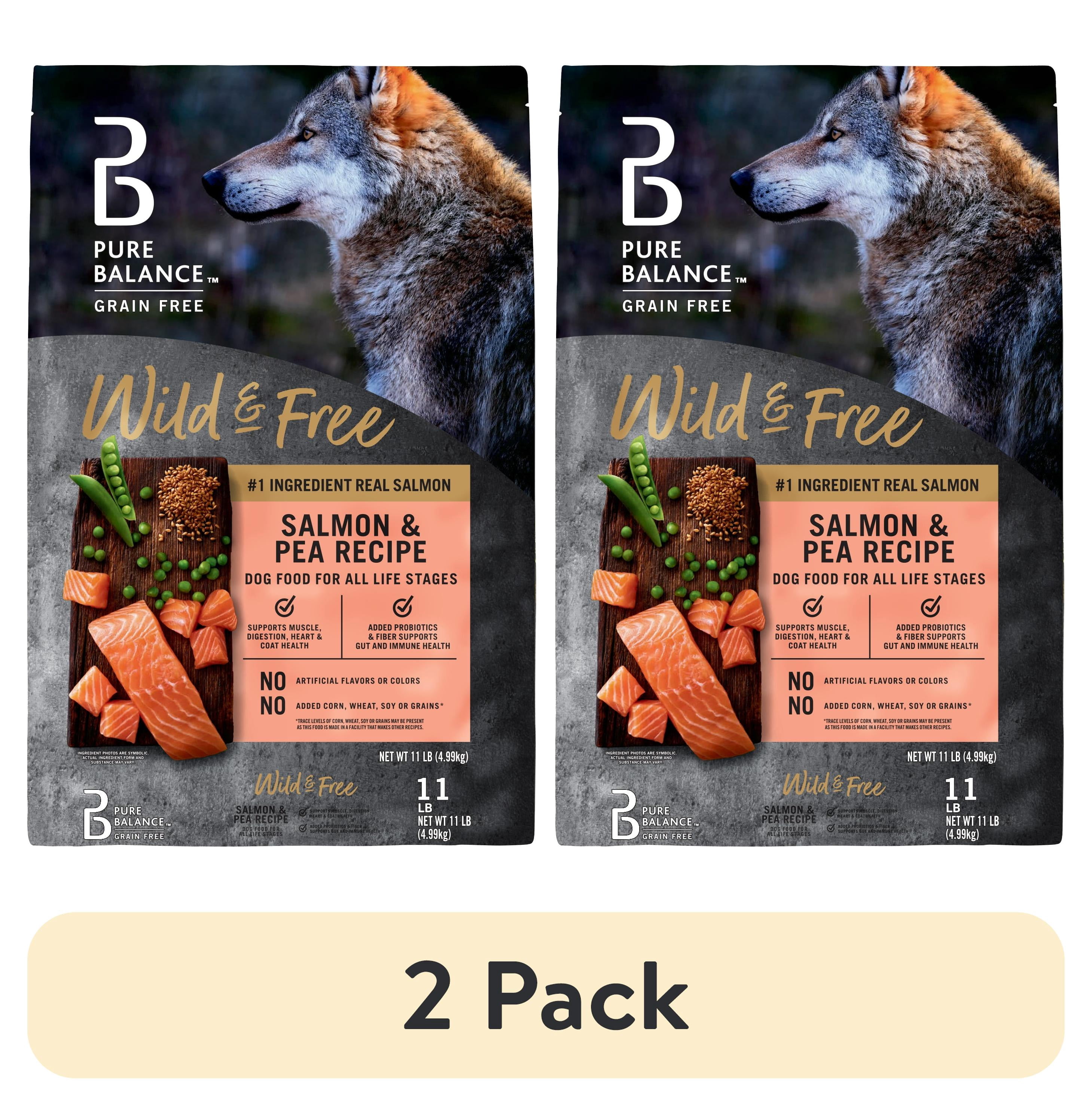 (2 pack) Pure Balance Wild & Free Grain-Free Salmon & Pea Recipe Dry Dog Food, 11 lbs