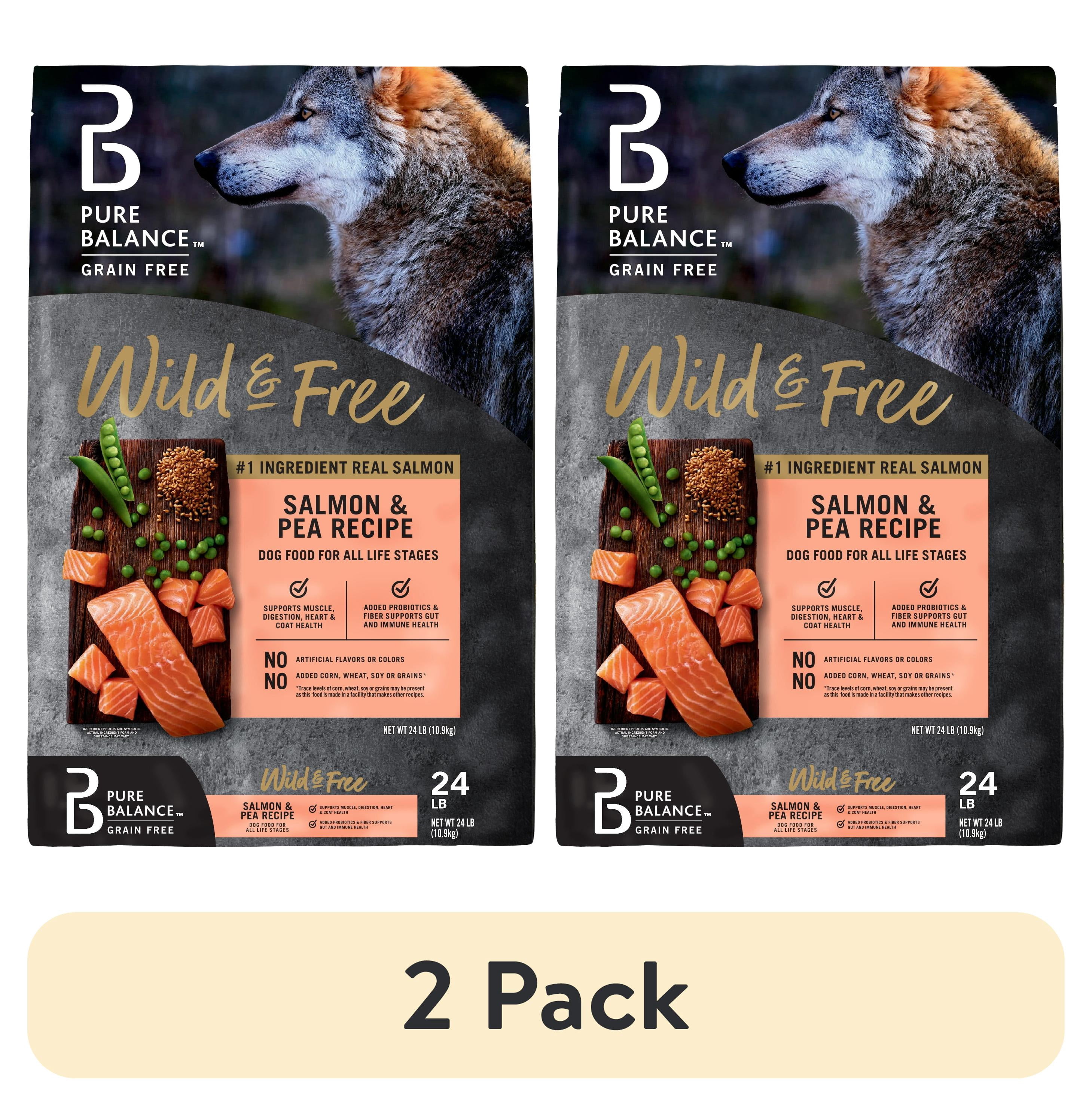 (2 pack) Pure Balance Wild & Free Grain-Free Salmon & Pea Recipe Dry Dog Food, 24 lbs