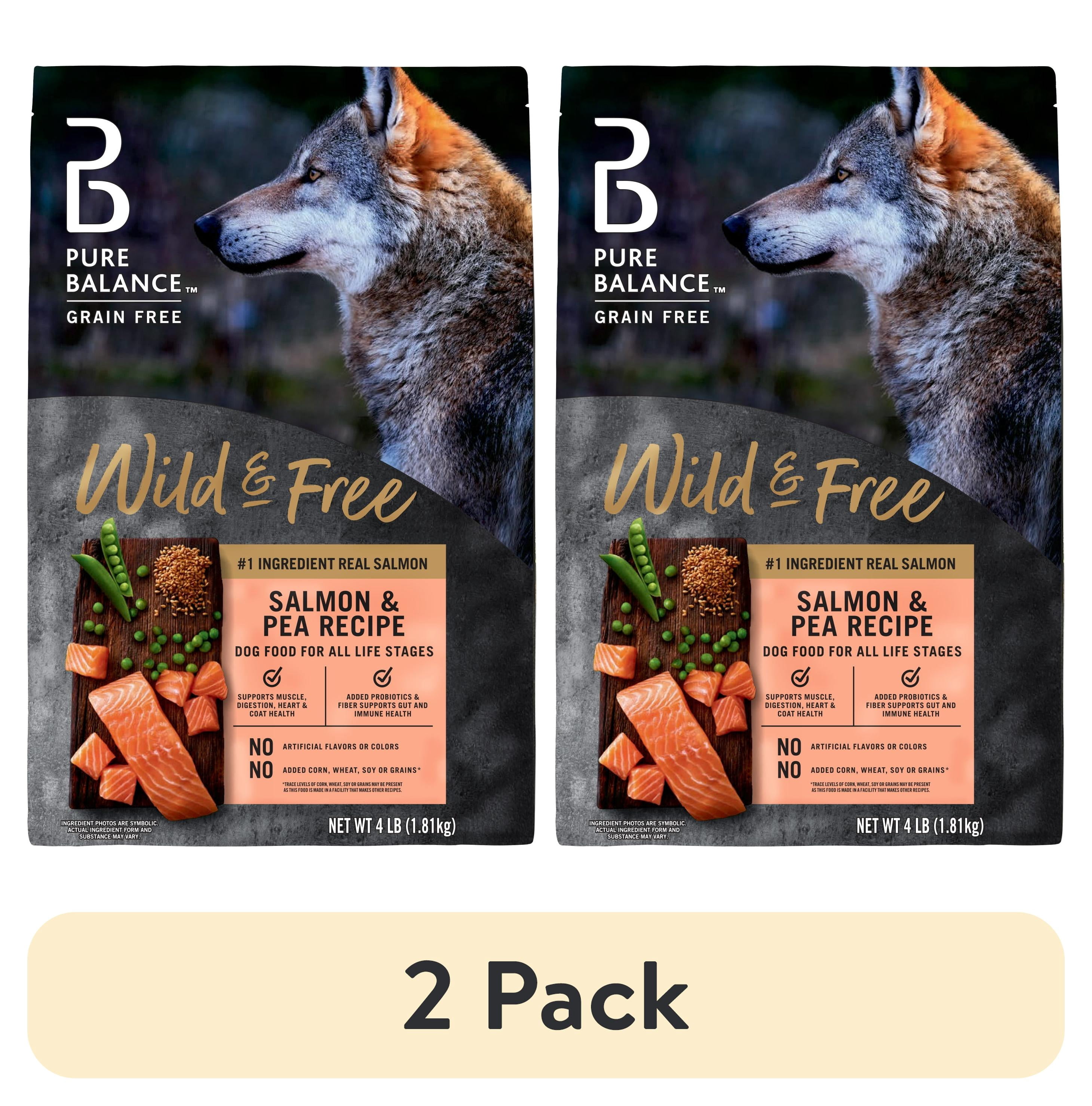 (2 pack) Pure Balance Wild & Free Grain-Free Salmon & Pea Recipe Dry Dog Food, 4 lbs
