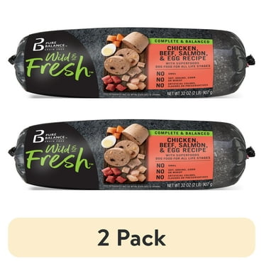 (2 pack) Pure Balance Wild & Fresh Dog Food, Chicken, Beef, Salmon & Egg Recipe with Superfoods, 2 lb