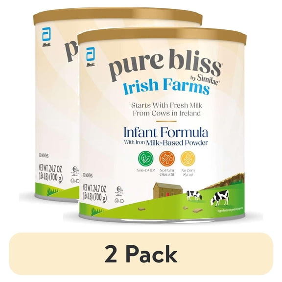 (2 pack) Pure Bliss by Similac Irish Farms Powder Baby Formula, Easy to Digest, 24.7-oz Can