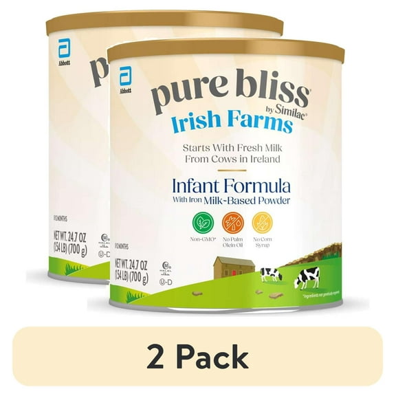 (2 pack) Pure Bliss by Similac Irish Farms Powder Baby Formula, Easy to Digest, 24.7-oz Can