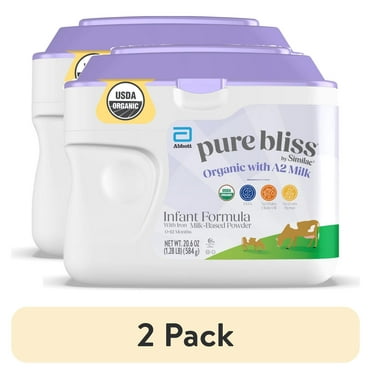 (2 pack) Pure Bliss by Similac Organic with A2 Milk Powder Baby Formula, Easy to Digest, 20.6-oz Tub
