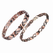 2 pack Pure Copper Bracelets for Women,Ultra Magnetic Bracelets for Women with 3500 Gauss Magnets,Crystal Valentines Day Jewelry Gift, Sizing Tool-BBALEWANPE