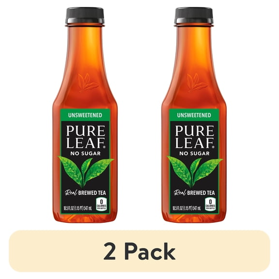 (2 pack) Pure Leaf Real Brewed Unsweetened Black Tea Iced Tea, 18.5 fl oz