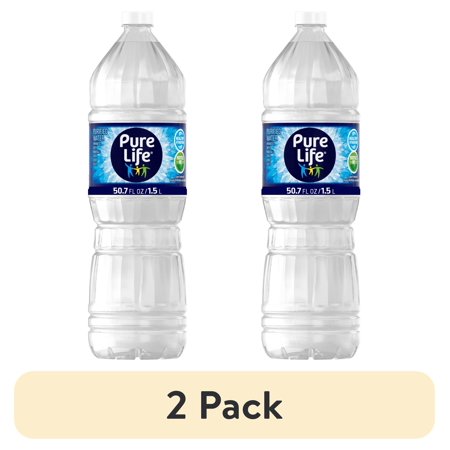 (2 pack) Pure Life Purified Water, 1.5 Liter, Single Plastic Bottle