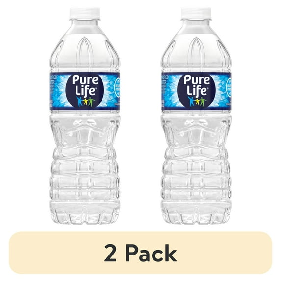 (2 pack) Pure Life Purified Water, 16.9 Fl Oz, Single Plastic Bottle