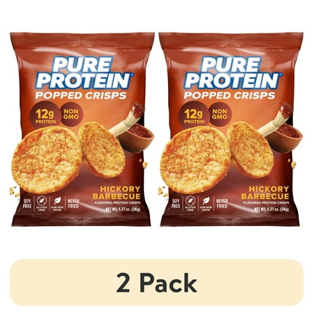 (2 pack) Pure Protein Popped Crisps, Hickory BBQ, 12g Protein, 1.27 oz