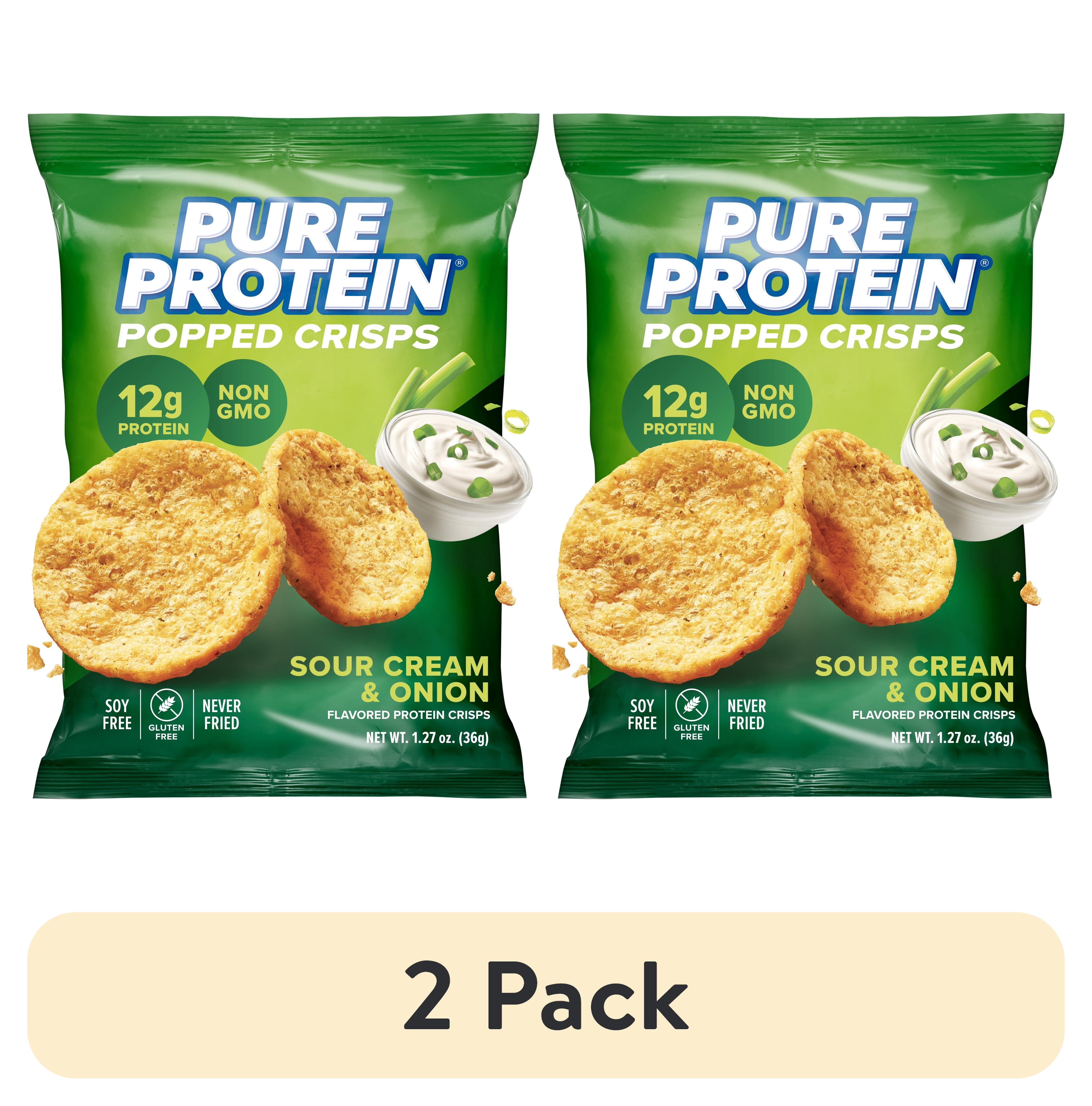 (2 pack) Pure Protein, Popped Crisps, Sour Cream and Onion Chips, 12g Protein, 1.27 oz