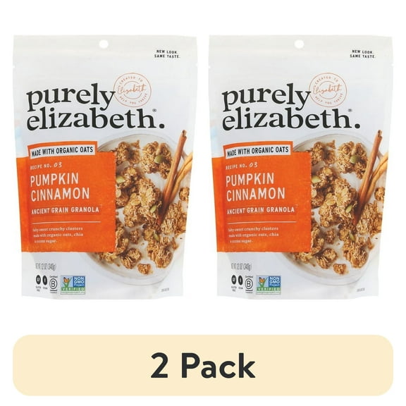 (2 pack) Purely Elizabeth Granola, Pumpkin Cinnamon, 12 oz Pouch
