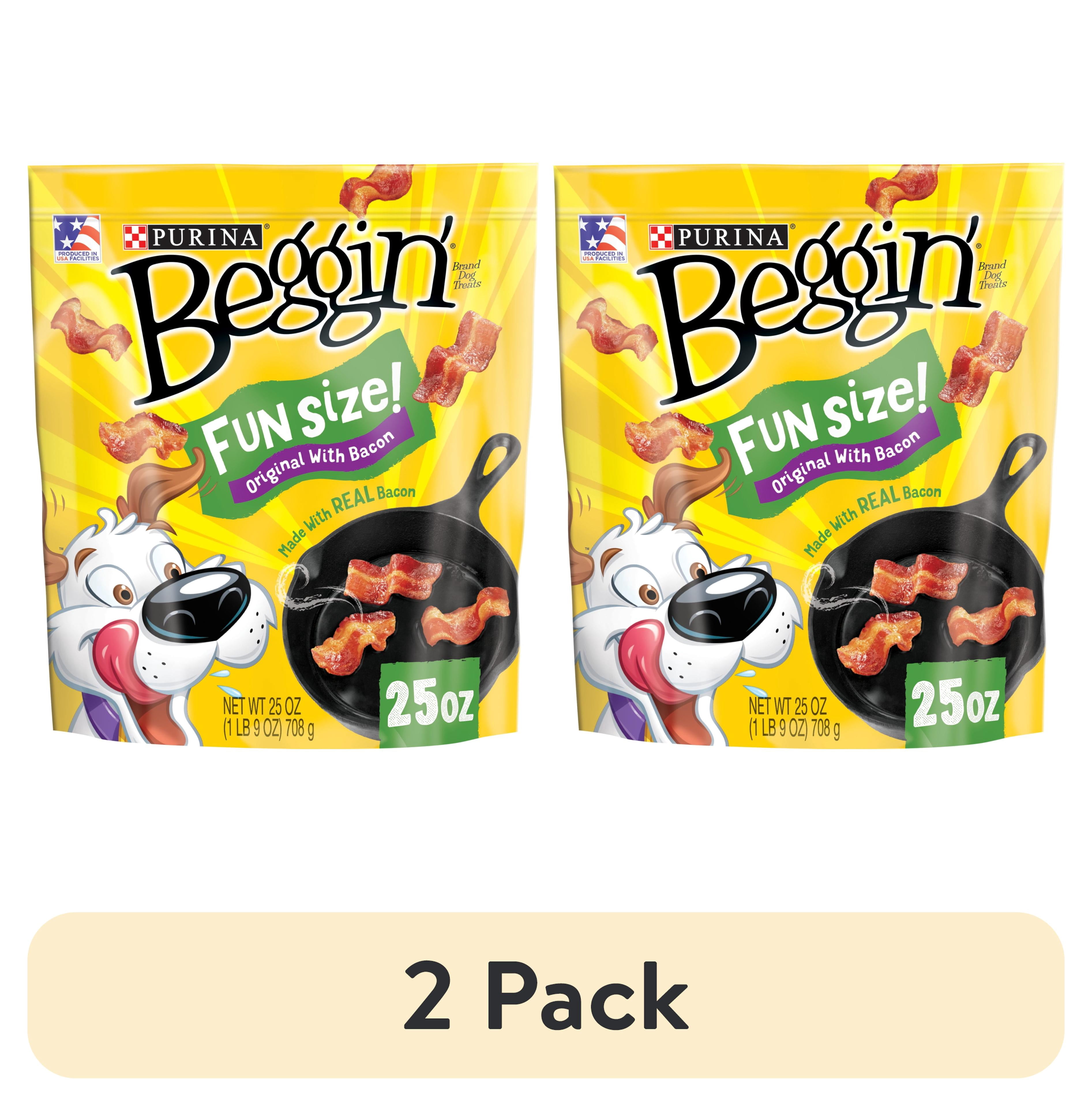 (2 pack) Purina Beggin' Strips Small Dog Treats Fun Size Original with Real Bacon Flavor Chews, 25 oz Pouch