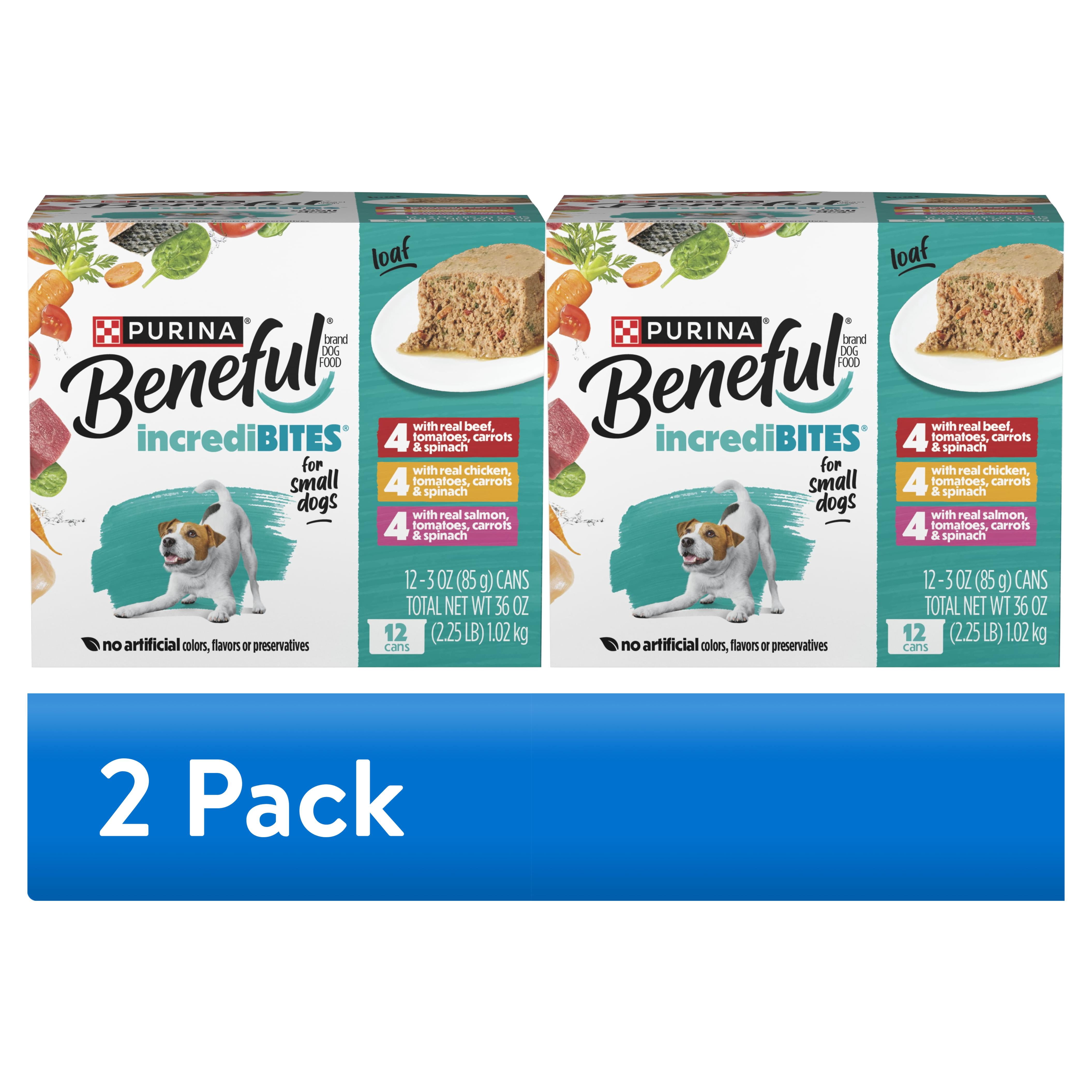 (2 pack) Purina Beneful Incredibites Beef, Chicken, & Salmon Flavored Small Breed Wet Dog Food Variety Pack, 3 oz.