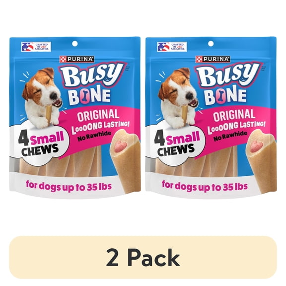 (2 pack) Purina Busy Bone Small Breed Adult Dog Chew Bone Treats, Mini, 6.5 oz.
