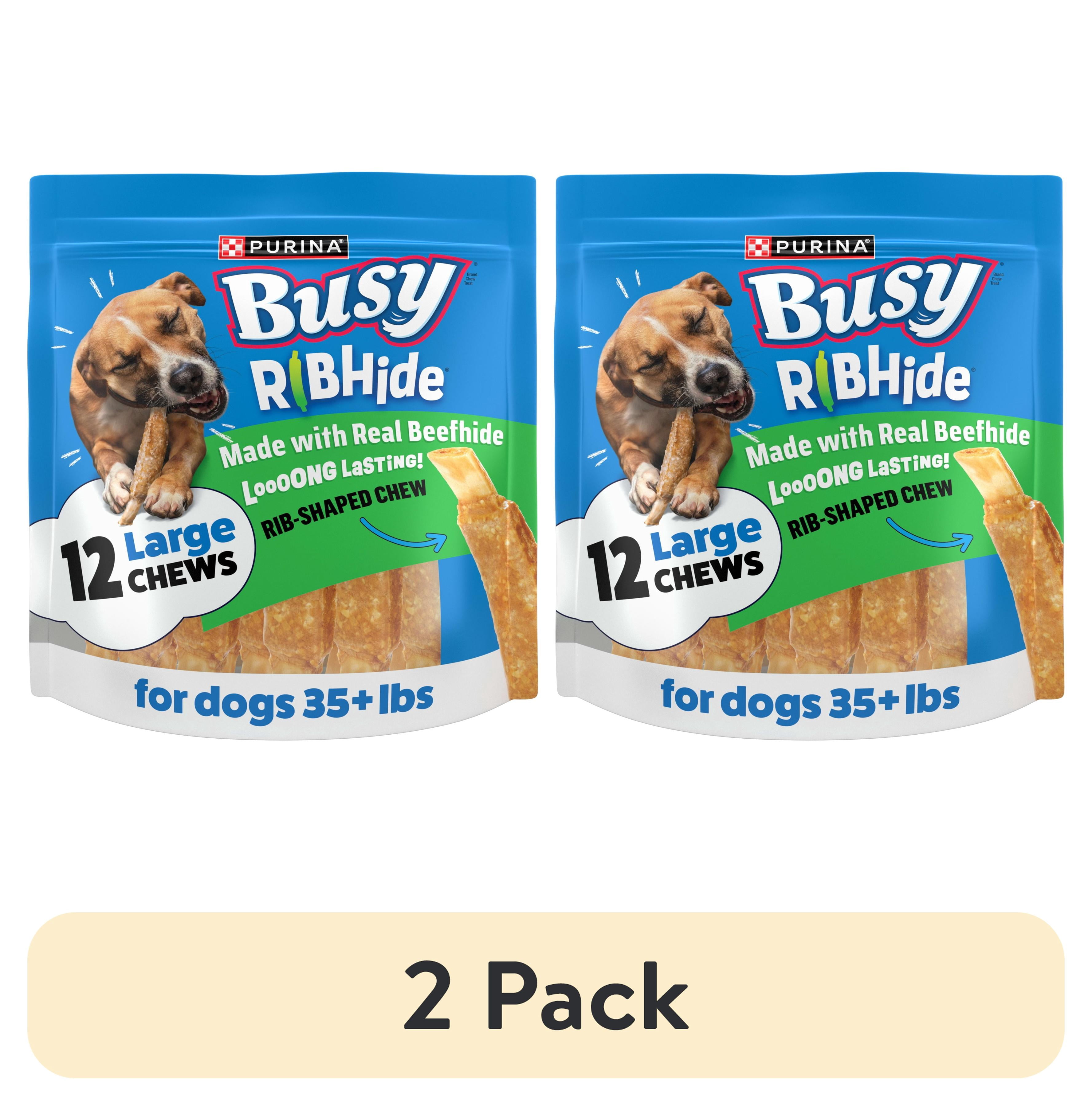 (2 pack) Purina Busy Ribhide Rawhide Long-Lasting Dog Chews for Large Dogs Made with Real Beefhide, 17.5 oz, 10 Pack