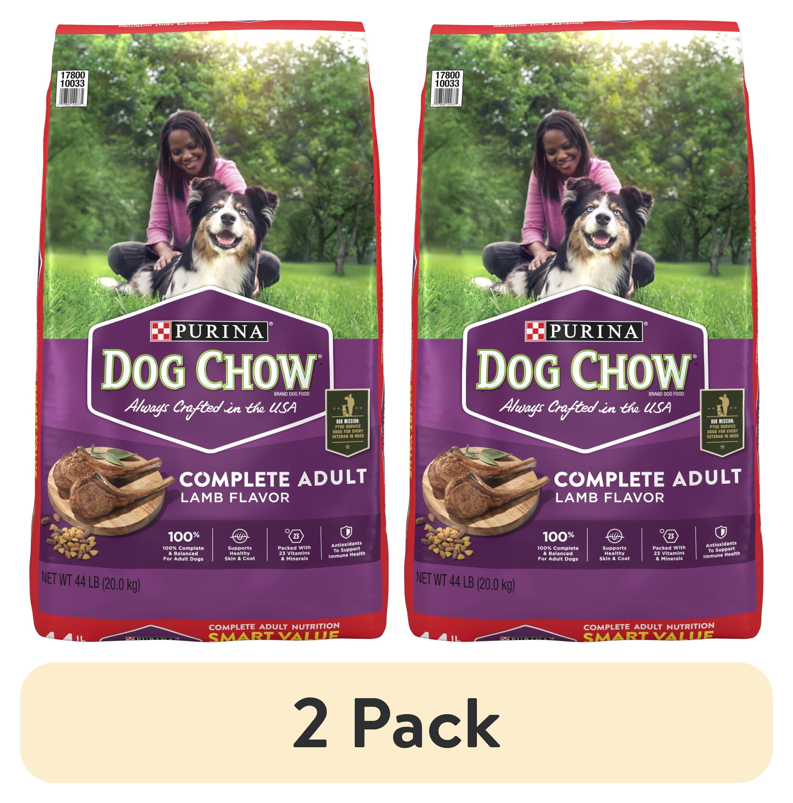 (2 pack) Purina Dog Chow Complete Dry Dog Food for Adult Dogs High Protein, Lamb, 44 lb Bag