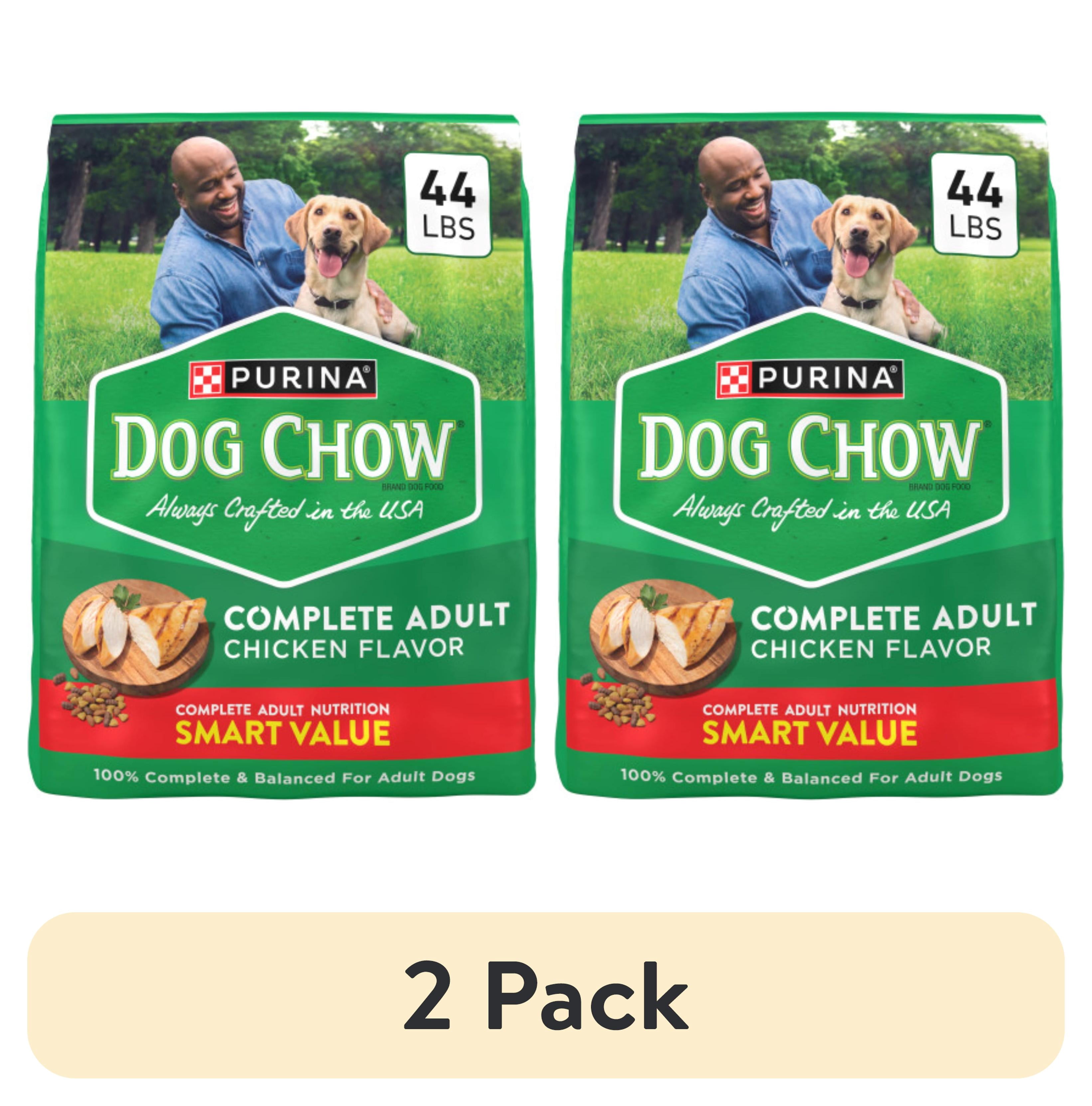(2 pack) Purina Dog Chow Complete, Dry Dog Food for Adult Dogs High Protein, Real Chicken, 44 lb Bag