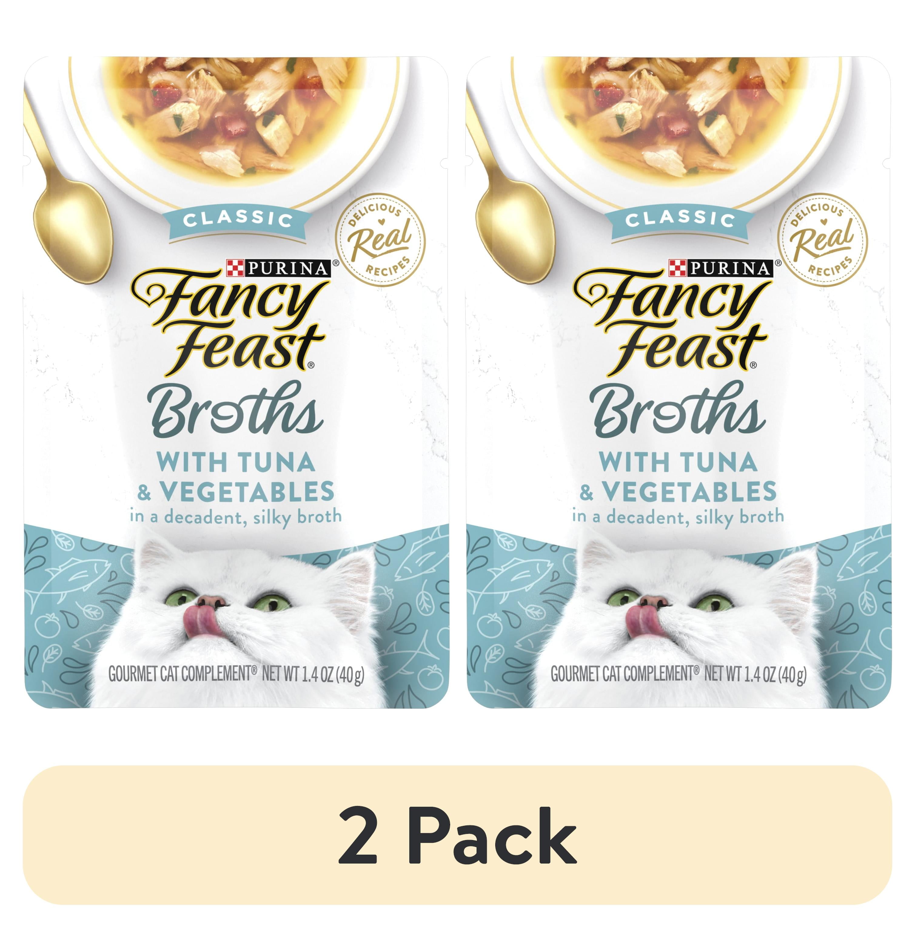 (2 pack) Purina Fancy Feast Broths, Wet Cat Food, Tuna & Vegetables, 1.4 oz Pouch