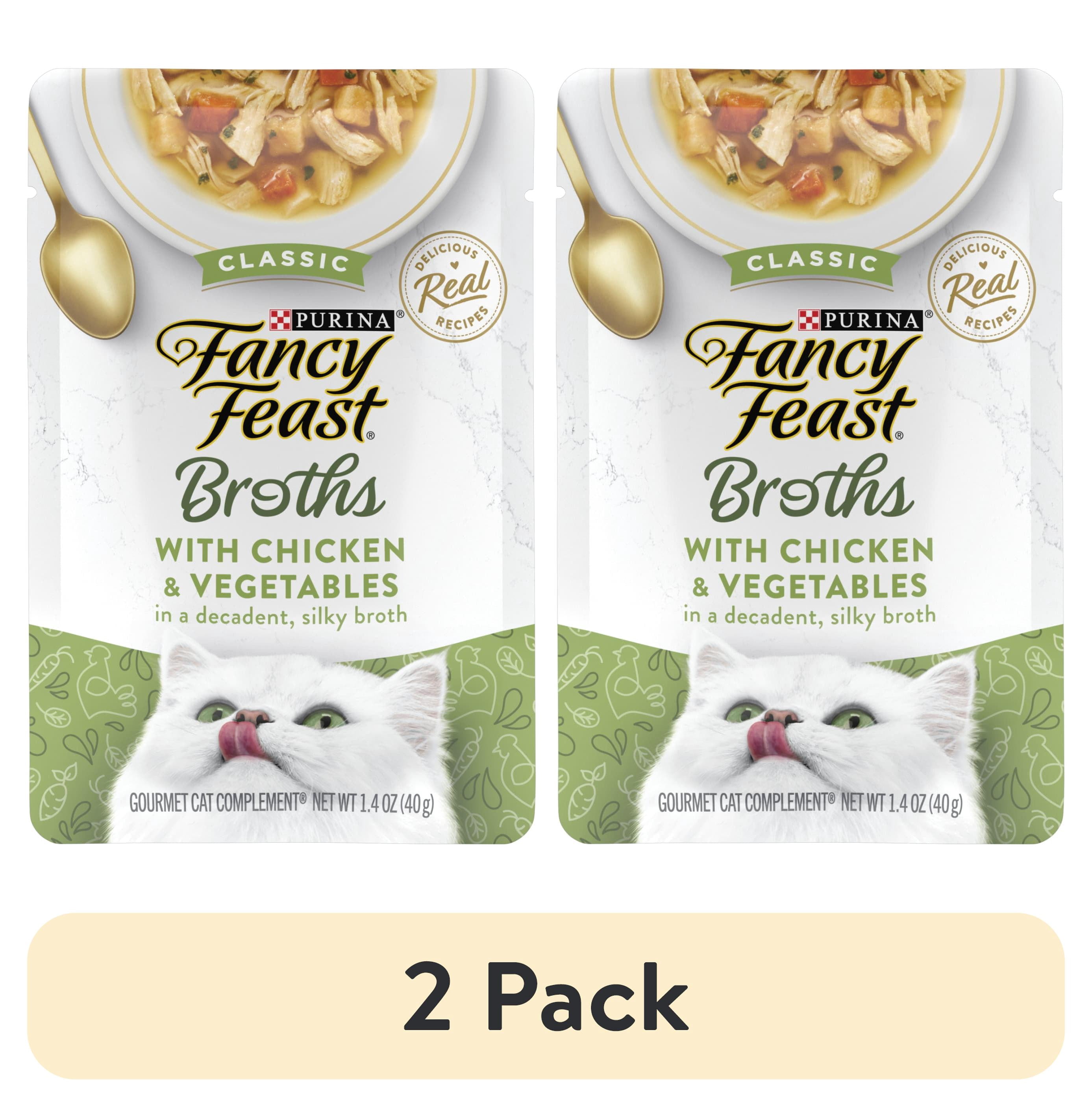 (2 pack) Purina Fancy Feast Classic Chicken & Vegetables Broth for Cats, 1.4 oz Pouch