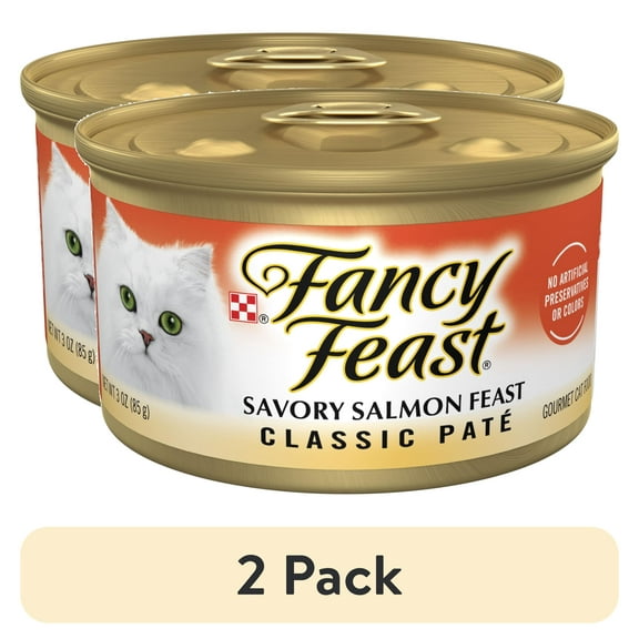 (2 pack) Purina Fancy Feast Classic Pate Kitten Food, Wet Cat Food, Savory Salmon Feast, 3 oz Can