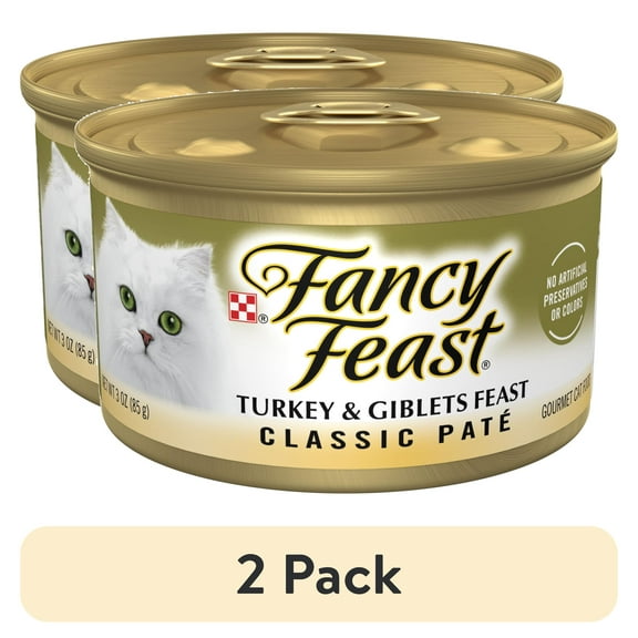(2 pack) Purina Fancy Feast Classic Pate Kitten Food, Wet Cat Food, Turkey & Giblets Feast, 3 oz Can