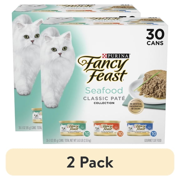 (2 pack) Purina Fancy Feast Classic Pate, Wet Cat Food, Seafood, 3 oz Cans