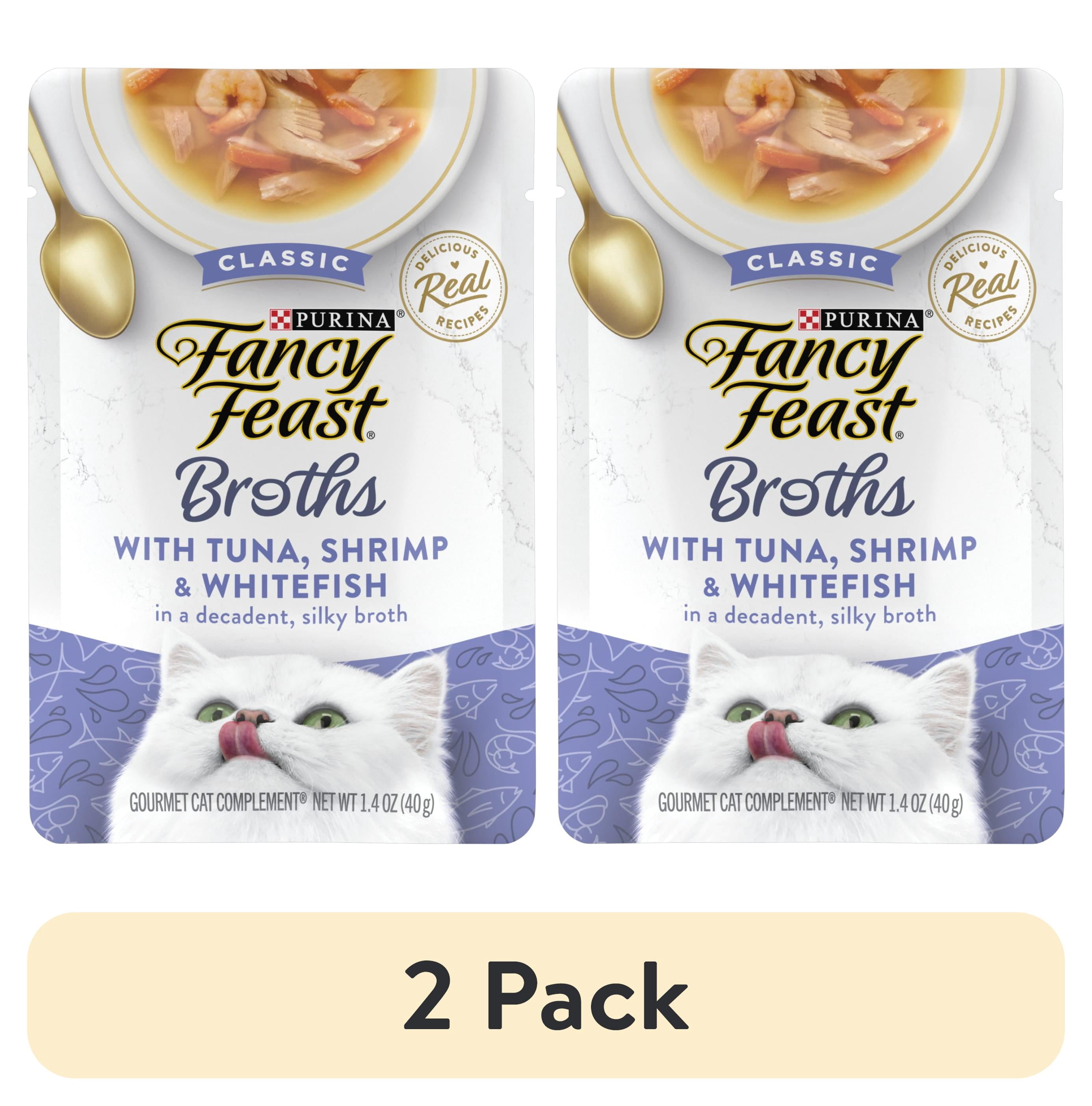(2 pack) Purina Fancy Feast Classic Tuna, Shrimp, & Whitefish Broth for Cats, 1.4 oz Pouch