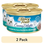(2 pack) Purina Fancy Feast Creamy Delights Wet Cat Food, Tuna in Creamy Sauce, 3 oz Cans