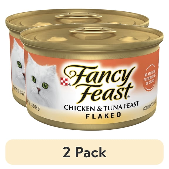 (2 pack) Purina Fancy Feast Flaked Kitten Food, Wet Cat Food, Chicken & Tuna Feast, 3 oz Can