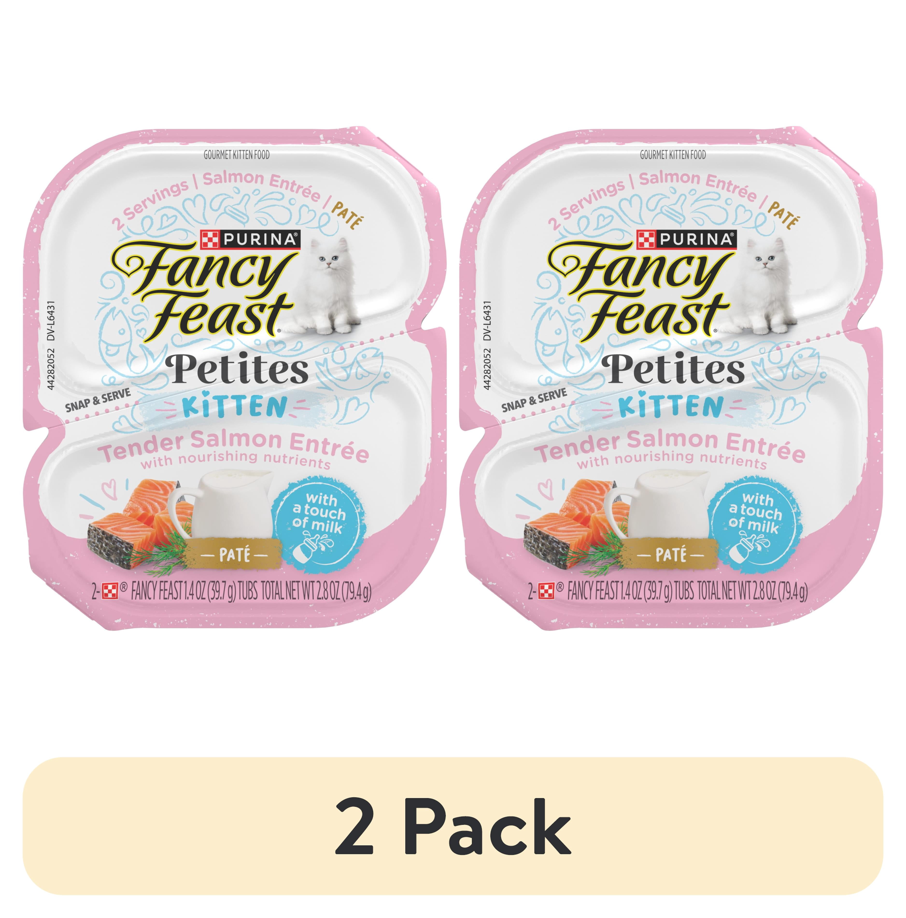 (2 pack) Purina Fancy Feast Gourmet Gravy Petites Tender Salmon Pate Gourmet Wet Kitten Food, 2.8 oz Tub