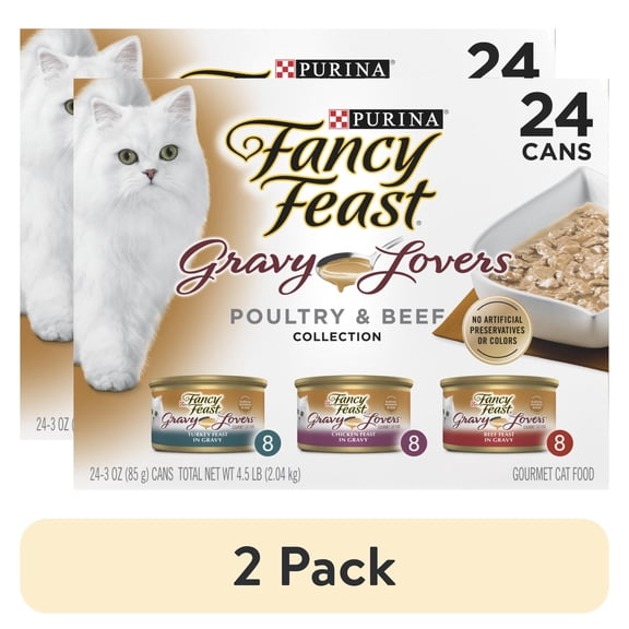 (2 pack) Purina Fancy Feast Gravy Lovers Food, Wet Cat Food Collection, 3 oz Cans