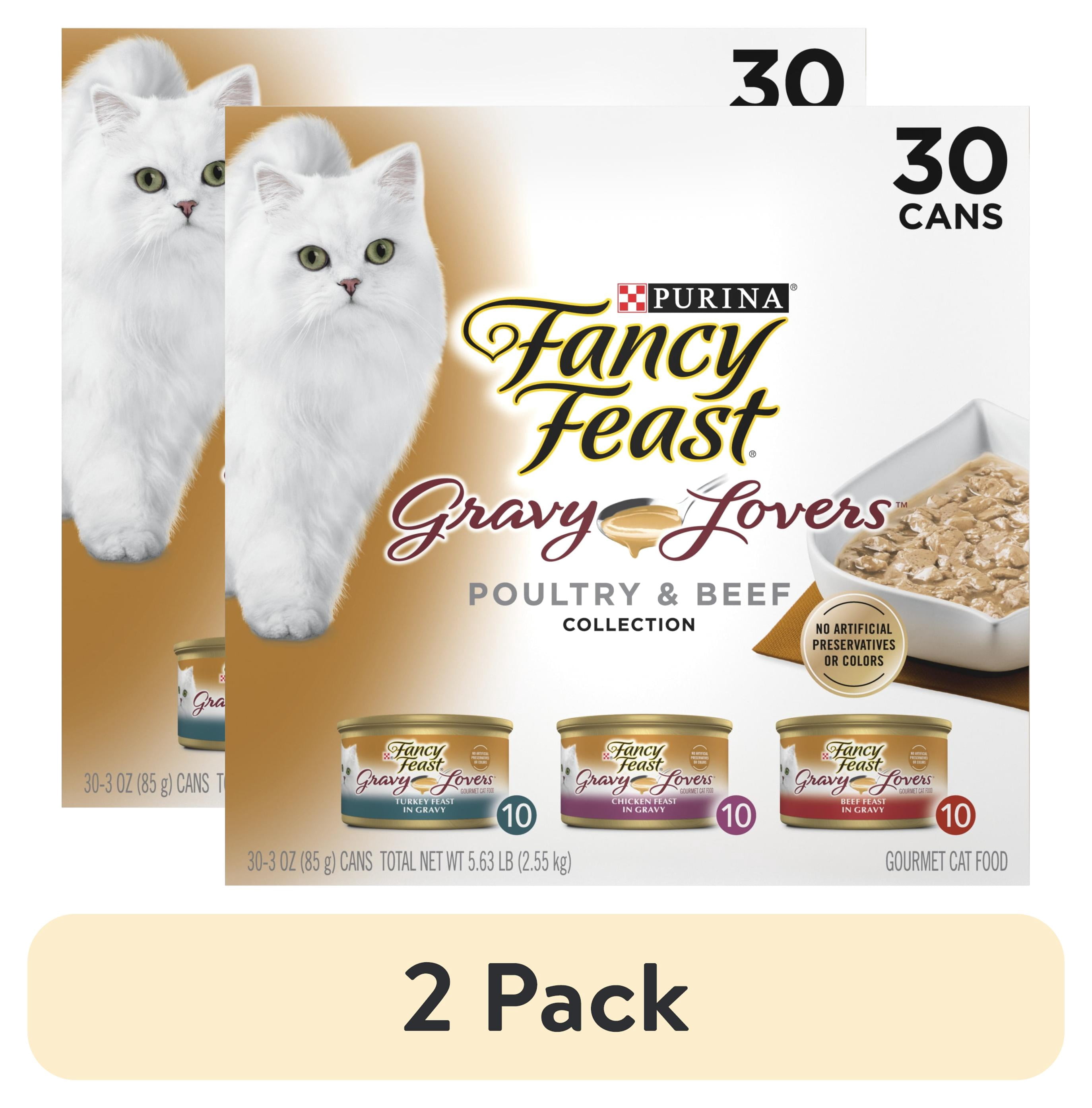 (2 pack) Purina Fancy Feast Gravy Lovers Poultry & Beef in Gravy Wet Cat Food Variety Pack, 3 oz Cans (30 Pack)