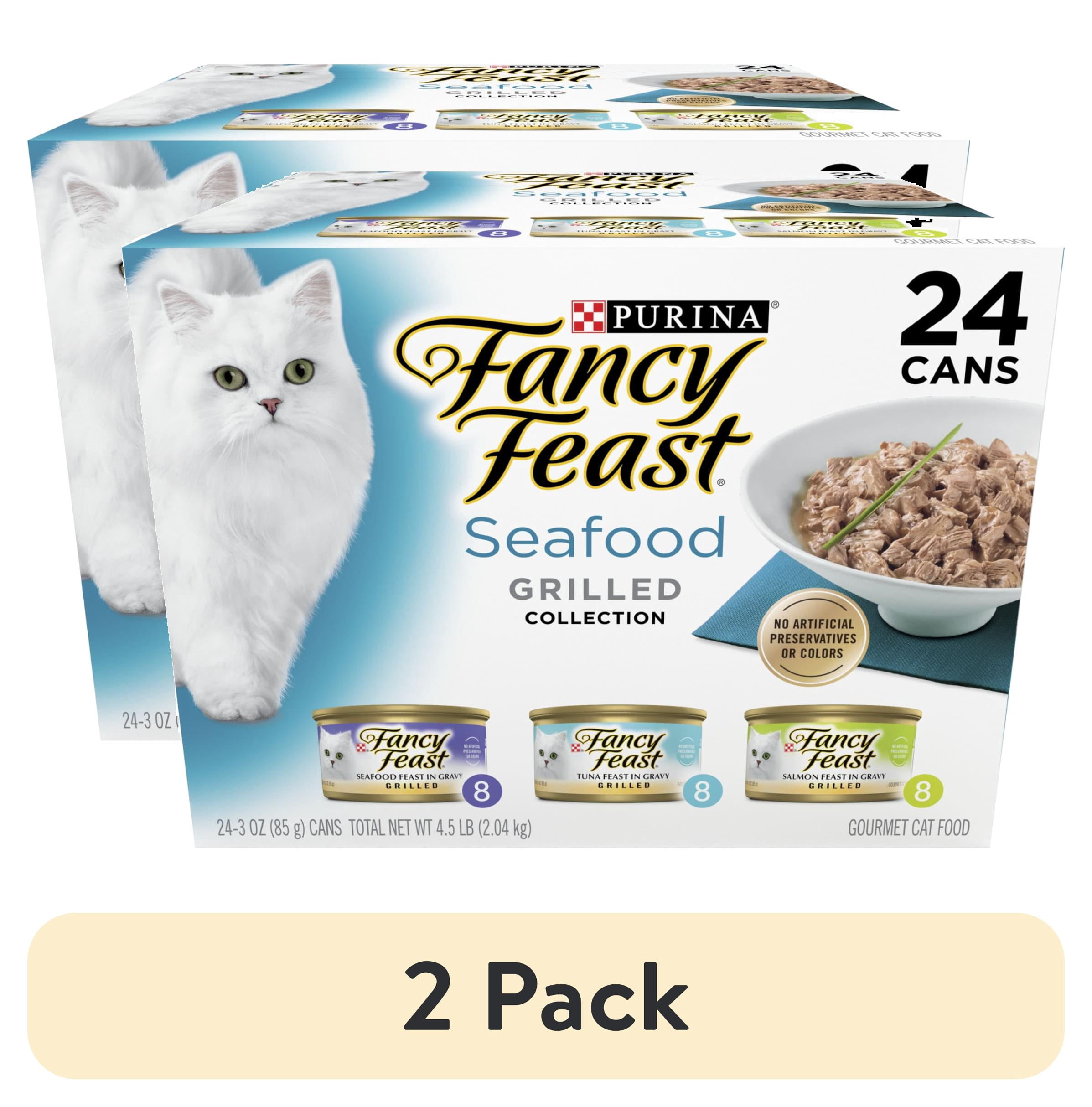 (2 pack) Purina Fancy Feast Grilled Food, Wet Cat Food, Seafood, 3 oz Cans, 24 Pack