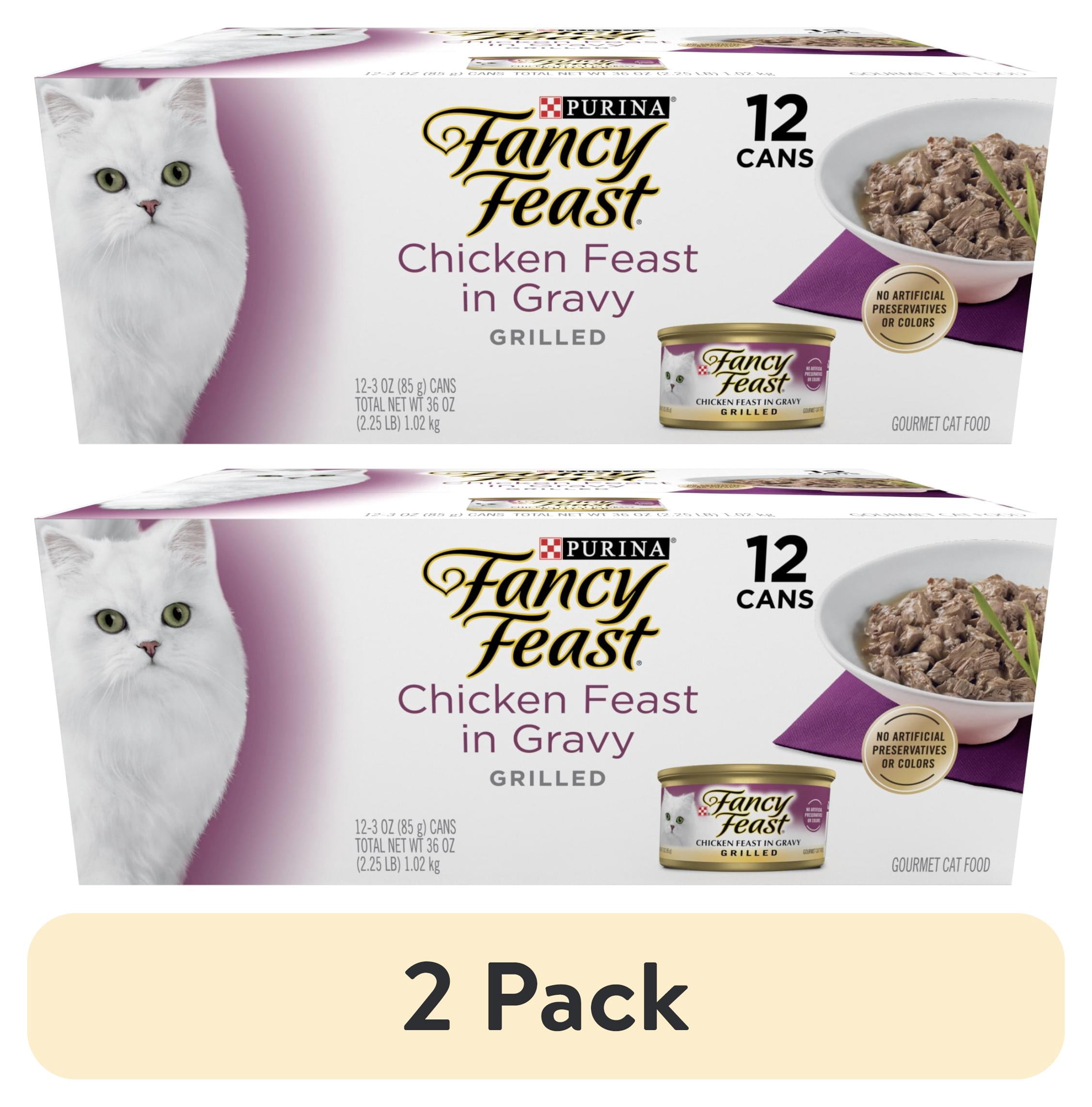 (2 pack) Purina Fancy Feast Grilled Wet Cat Food Chicken Feast in Wet Cat Food Gravy, 3 oz.
