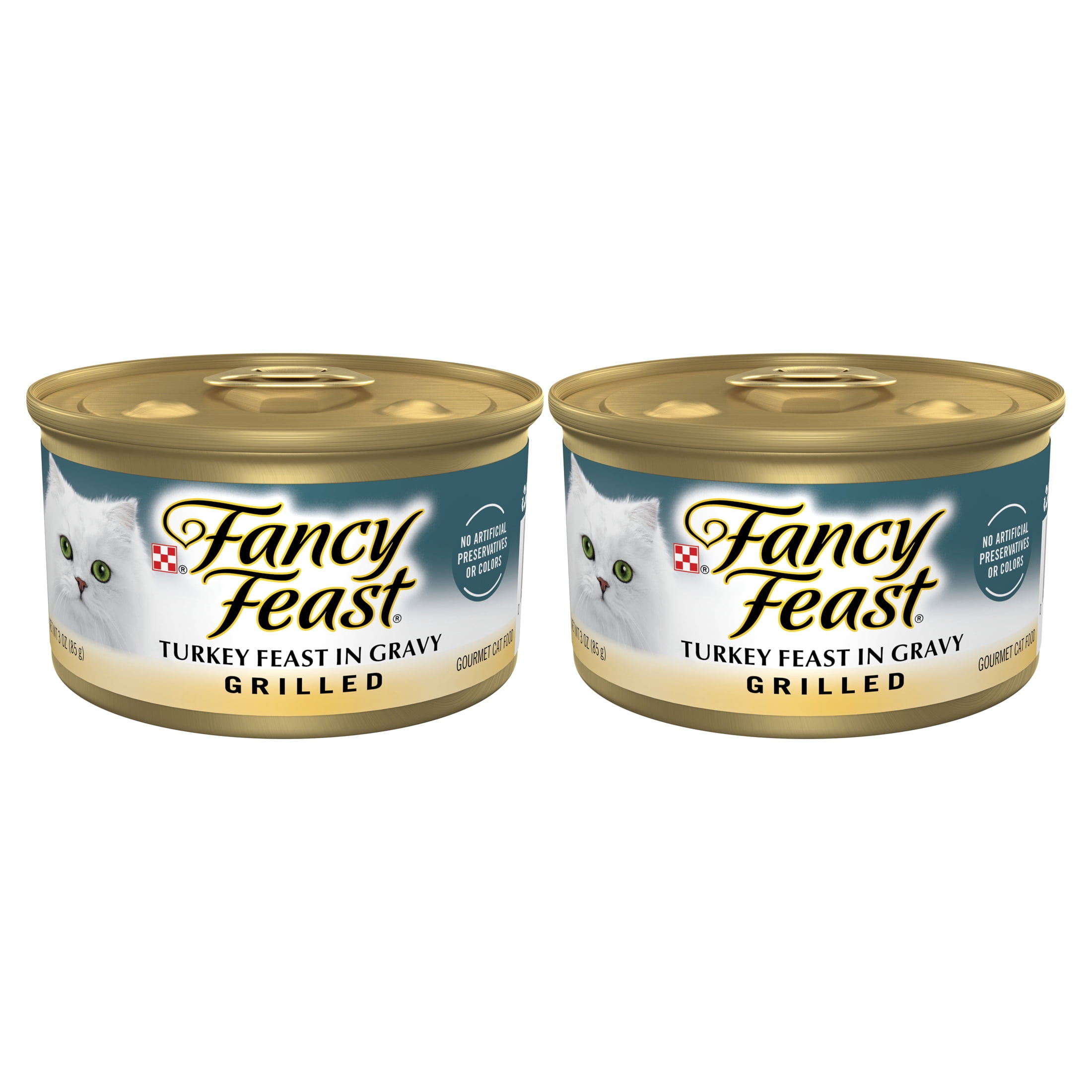 (2 pack) Purina Fancy Feast Turkey Feast in Gravy Grilled Wet Cat Food, 3 oz Cans (24 Pack)