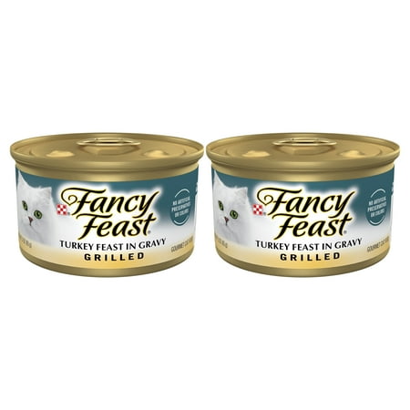 (2 pack) Purina Fancy Feast Grilled Kitten Food, Wet Cat Food, Turkey Feast in Gravy, 3 oz Cans (24 Pack)