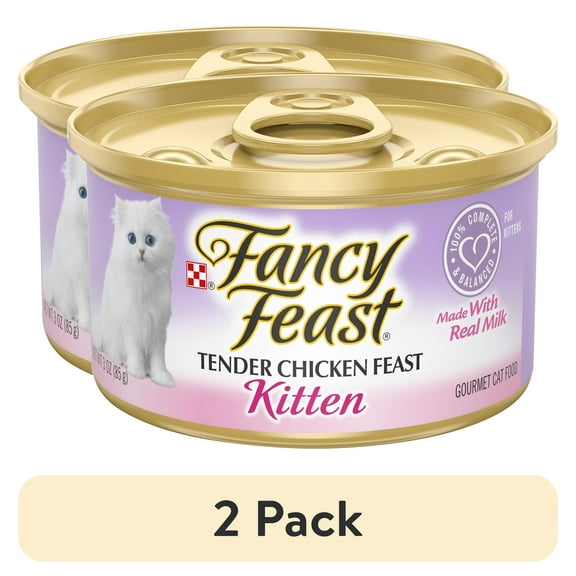 (2 pack) Purina Fancy Feast Kitten Food, Wet Cat Food, Chicken Feast & Milk, 3 oz Can