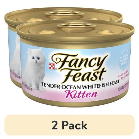 (2 pack) Purina Fancy Feast Kitten Food, Wet Cat Food, Ocean Whitefish, 3 oz Can