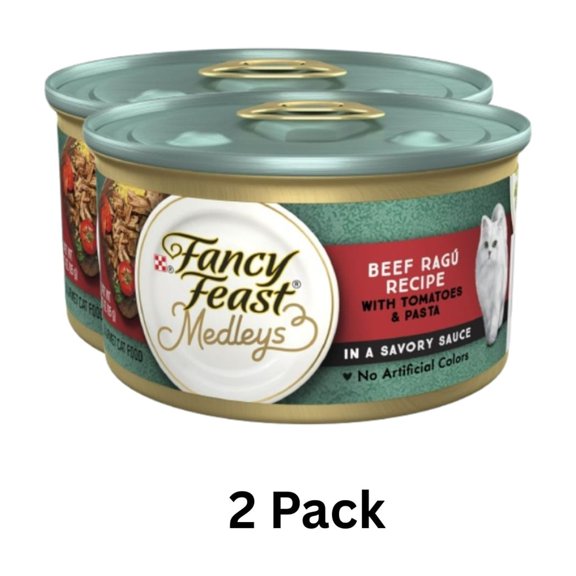 (2 pack) Purina Fancy Feast Medleys, Beef Ragu & Pasta Cat Food, 3 oz Can
