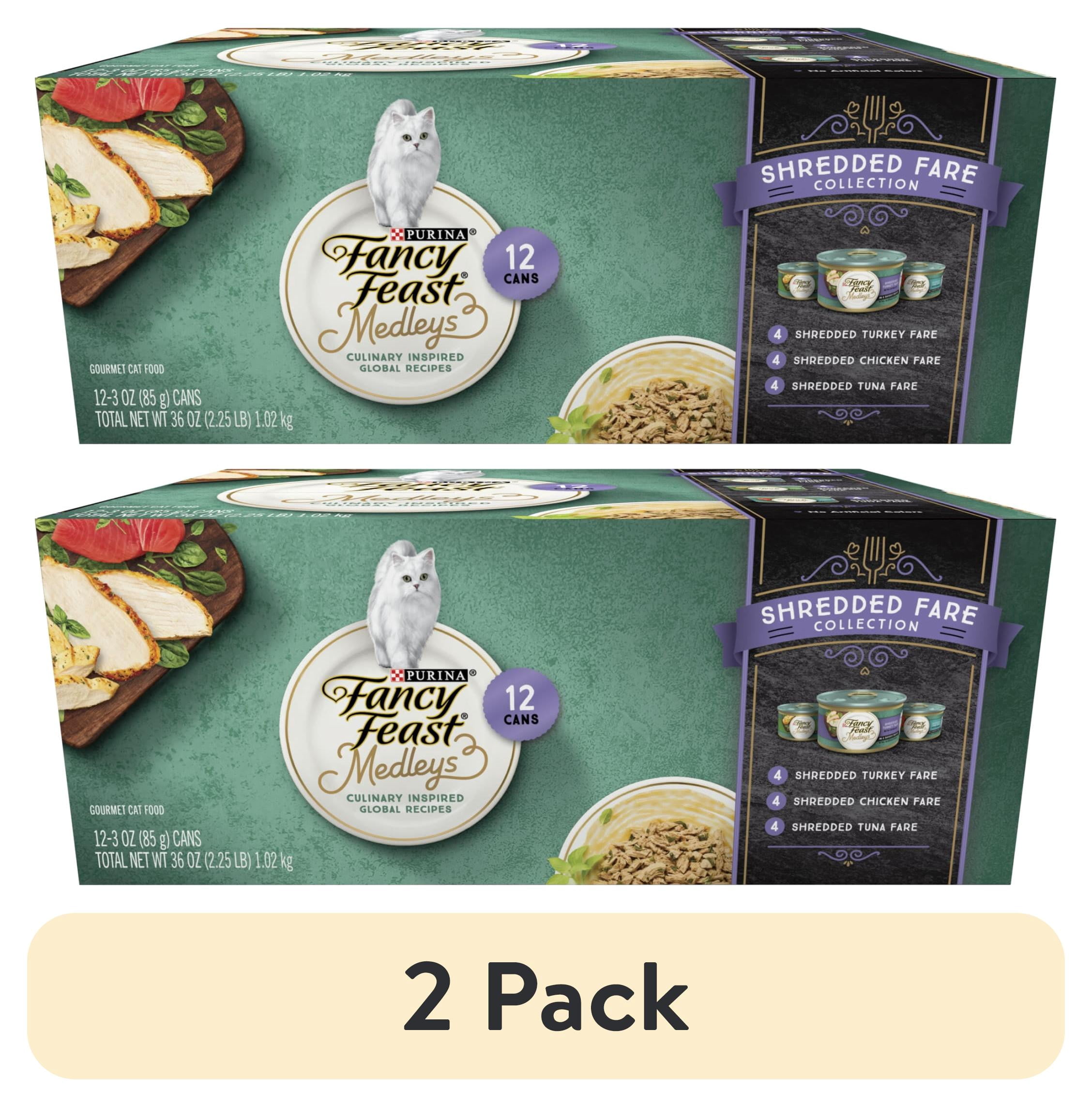 (2 pack) Purina Fancy Feast Wet Cat Food Variety Pack Medleys Shredded Fare Collection - (12) 3 oz. Cans