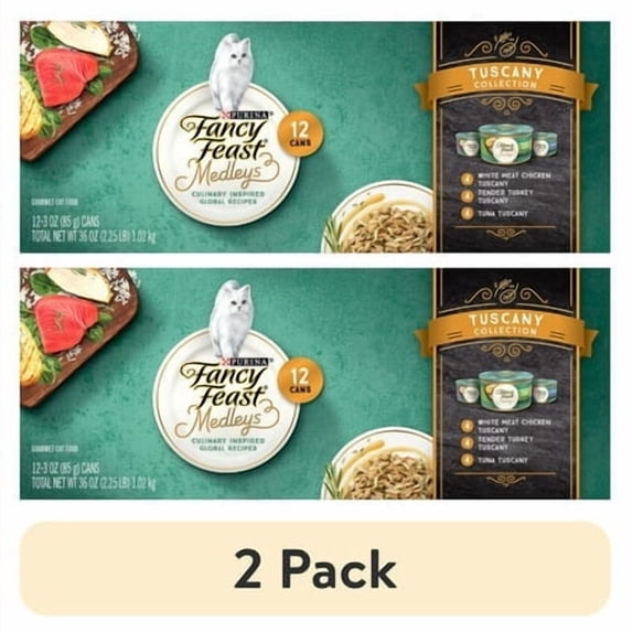 (2 pack) Purina Fancy Feast Medleys Tuscany Collection Wet Cat Food Variety Pack, 3 oz Cans, 12 Pack