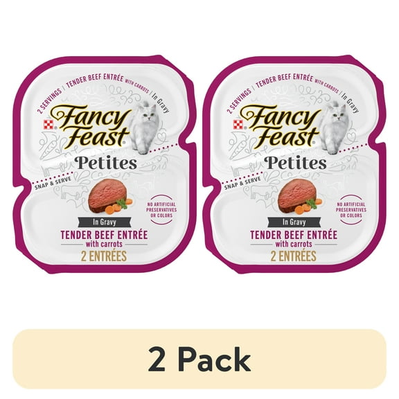 (2 pack) Purina Fancy Feast Petites Tender Beef Entree With Carrots in Gravy Gourmet Wet Cat Food Pate