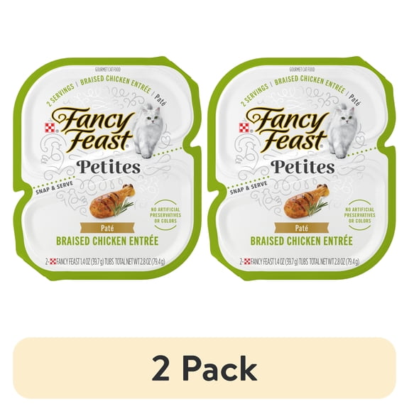 (2 pack) Purina Fancy Feast Petites Braised Chicken Entrée Gourmet Wet Cat Food Pate