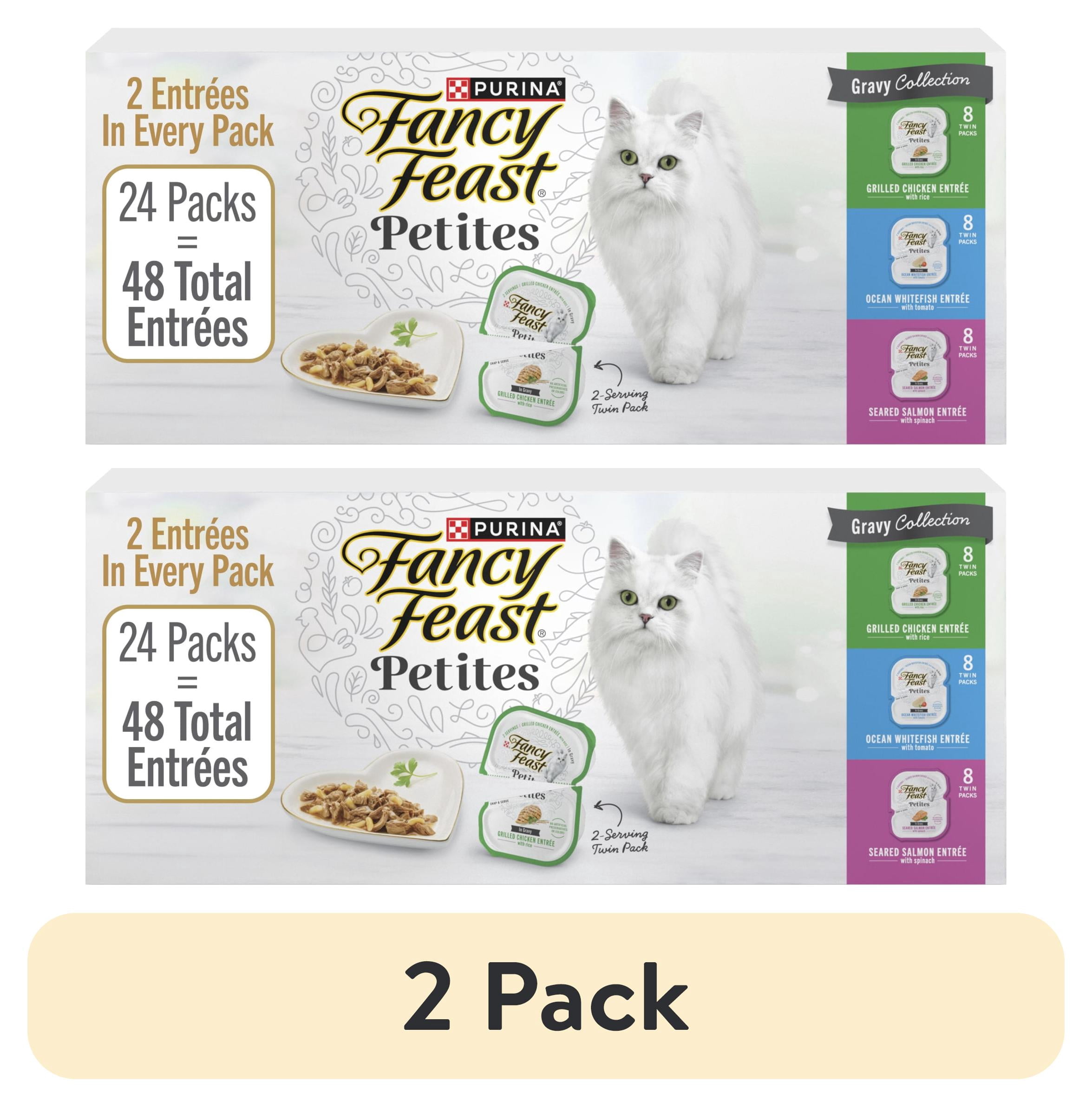 (2 pack) Purina Fancy Feast Petites Gravy Collection Wet Cat Food, Variety Pack, 2.8 oz (24 Pack)